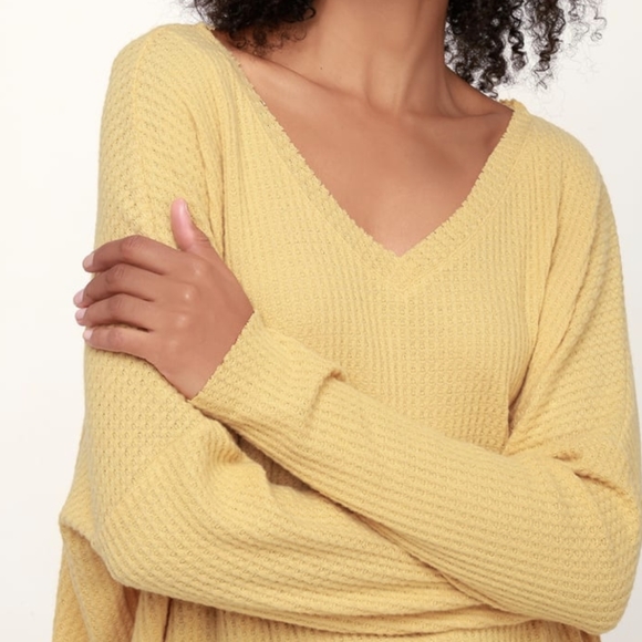 Only For You Light Mustard Yellow Knit Long Sleeve Top - Picture 6 of 8